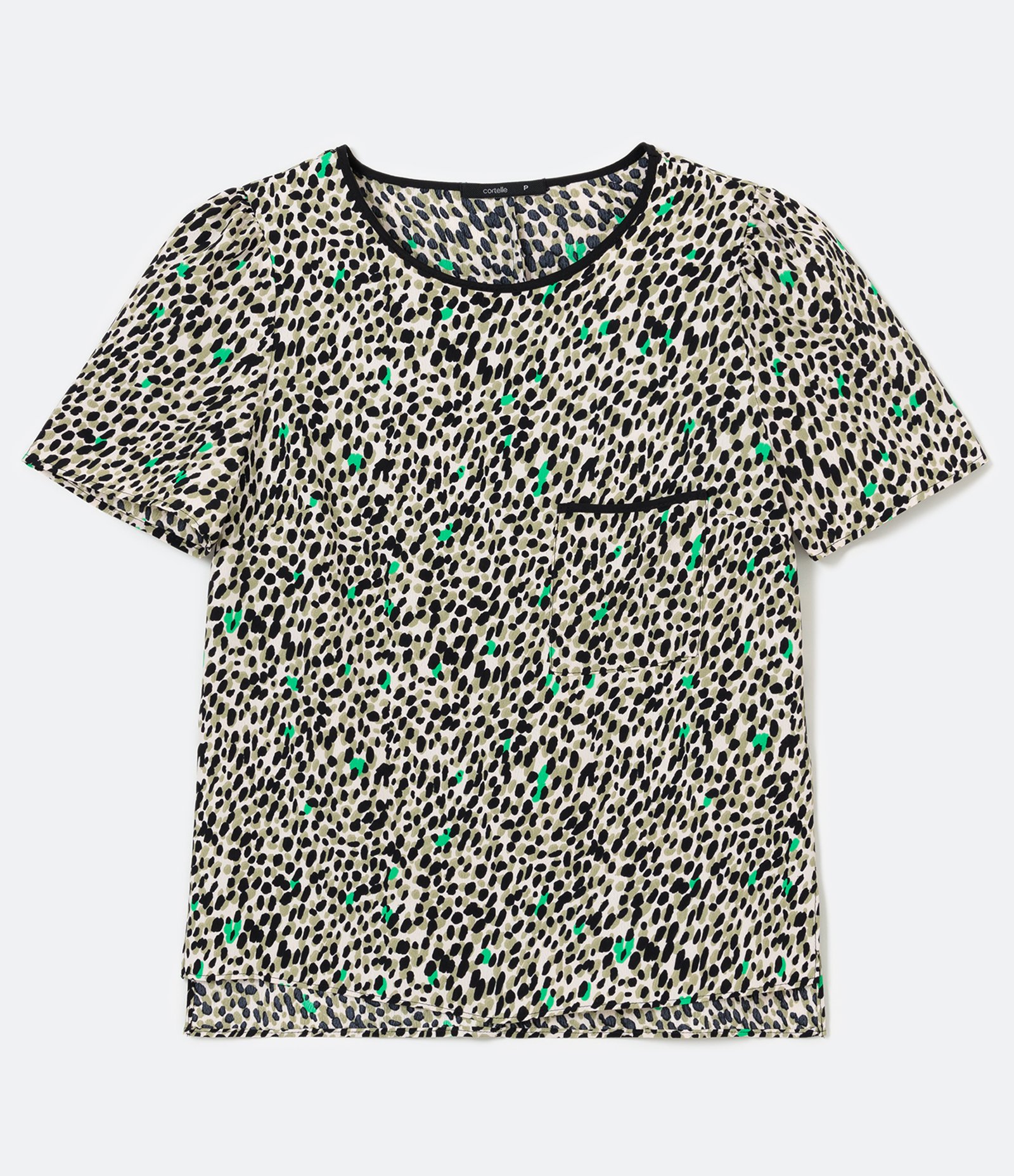 Blusa em Crepe com Manga Curta e Estampa Monet com Vivos Contrastantes Branco 5