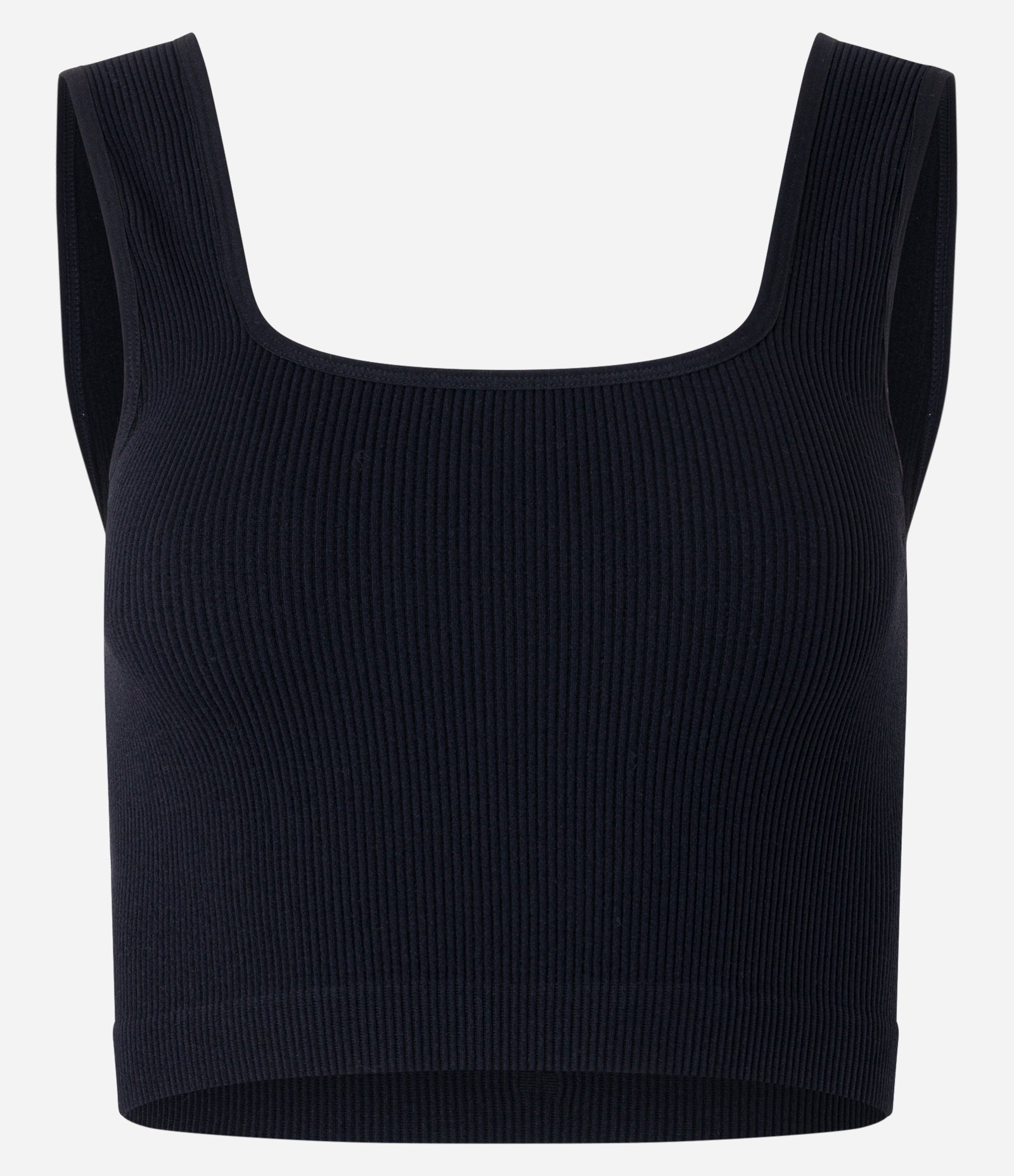 Blusa Regata Cropped Básica em Poliamida Canelada sem Costura Preto 5