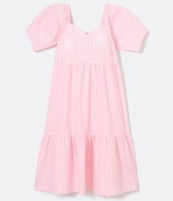 Vestido Midi em Tricoline com Estampa Xadrez Vichy Curve & Plus Size