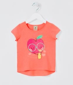 Blusa Infantil Neón Estampado de Manzana de Gafas - Tam 1 a 5 años