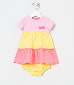 Vestido Infantil Marias Recortes Bloques de Colores con Braguita - Tam 0 a 18 meses