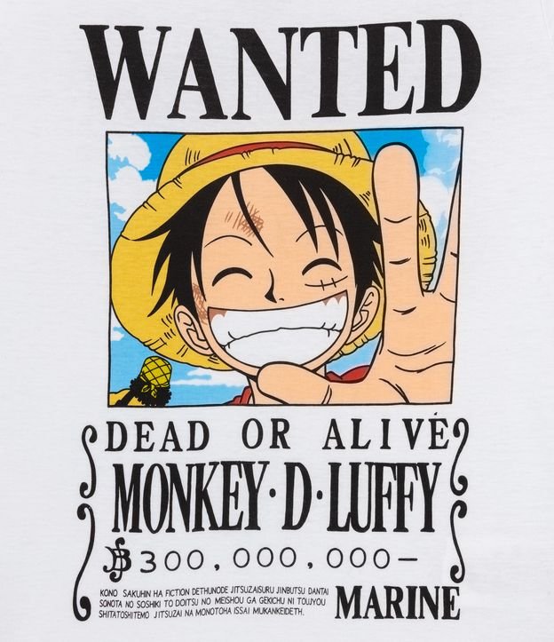 Remera Infantil Estampado One Piece - Talle 5 a 14 años Blanco 3