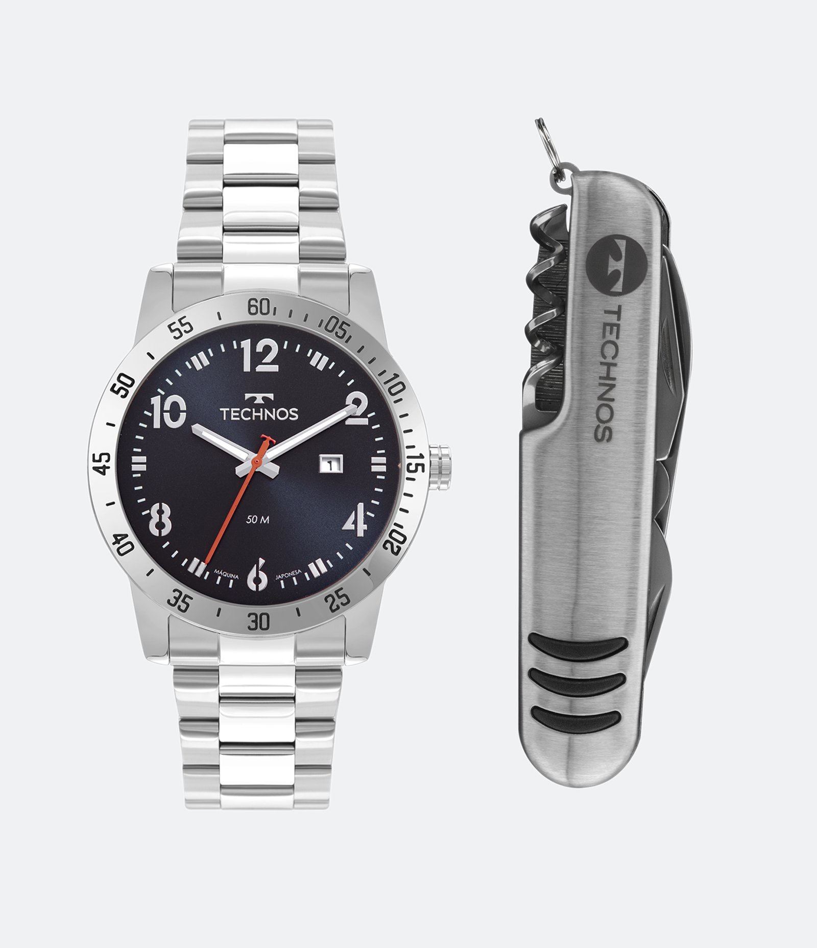 Kit Relógio Technos com Caixa e Pulseira em Aço  2115MYJ/K1A    Cinza 3