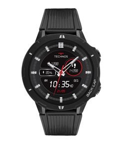 Relógio Technos Smartwatch Connect Sports Masculino com Caixa em Polímero Preta e Pulseira em Poliuretano Preto TSPORTSAA/8P