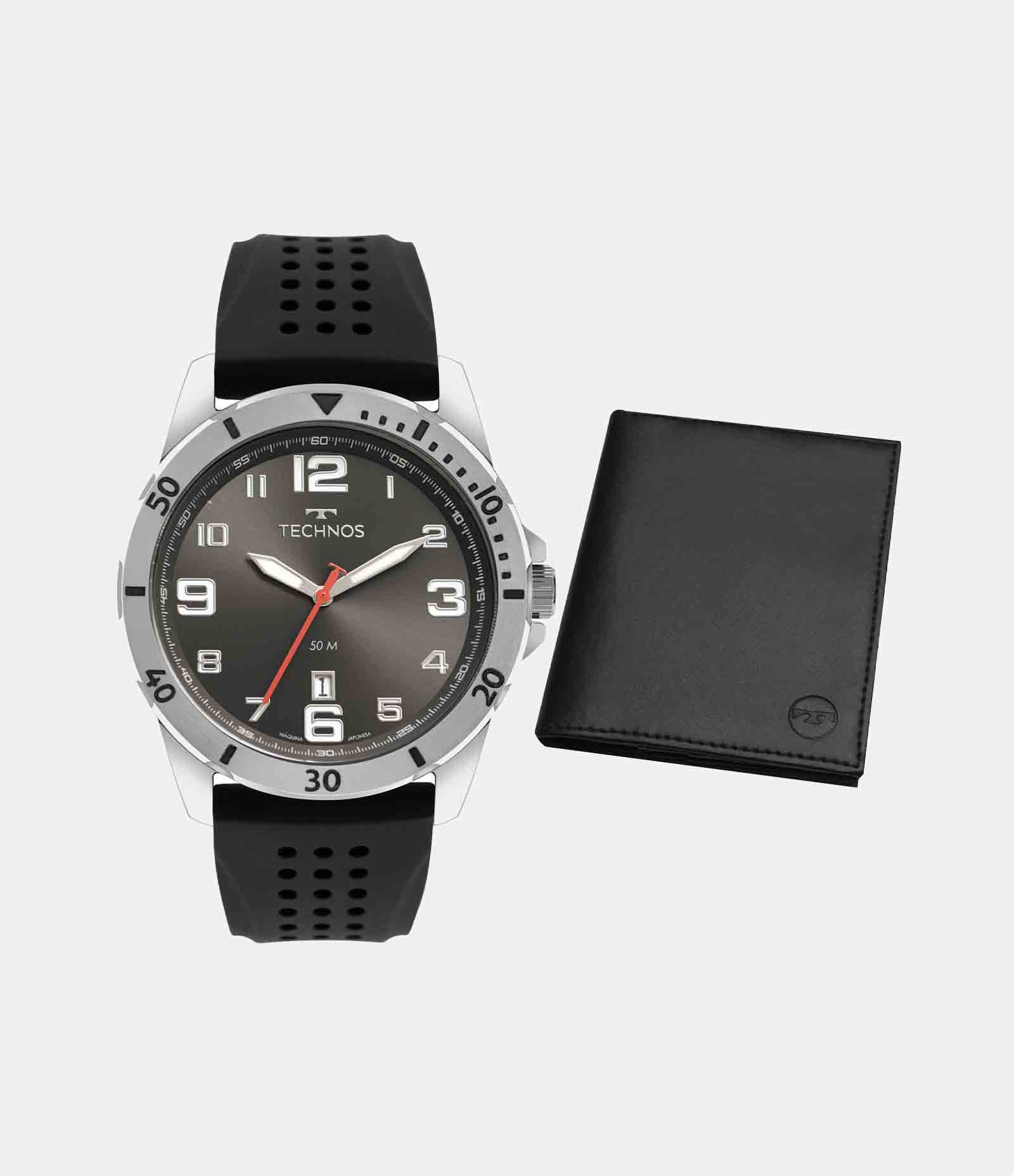 Kit Relógio Technos com Pulseira em Silicone e Caixa em Aço 2115MYMK2F Preto 5