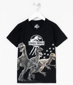 Camiseta Infantil com Estampa Realista Jurassic World - Tam 5 a 14 anos