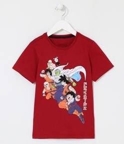 Camiseta Infantil com Estampa de Goku e Sua Turma - Tam 5 a 14 anos