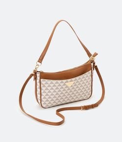 Bolsa Baguete com Alça de Ombro com Estampa Triângulos