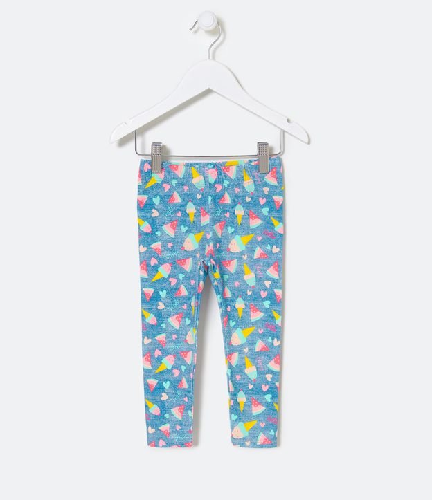 Calça Legging Infantil Estampa de Sorvetes e Frutinhas - Tam 1 a 5 anos