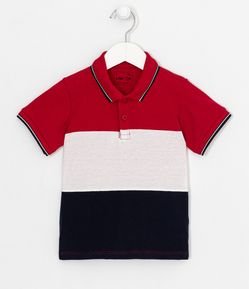 Camiseta Infantil com Gola Polo e Recortes - Tam 1 a 5 anos
