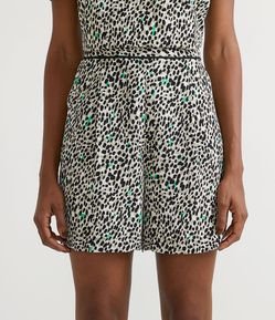 Bermuda Alfaiataria em Crepe com Cós Elástico e Estampa Monet