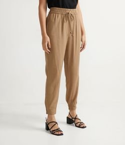 Calça em Viscolinho com Cós Elástico
