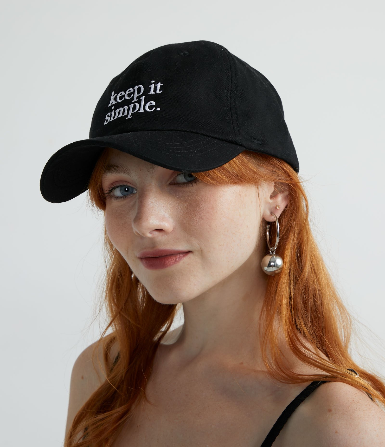 Boné em Algodão com Bordado "Keep it Simple" Preto 5