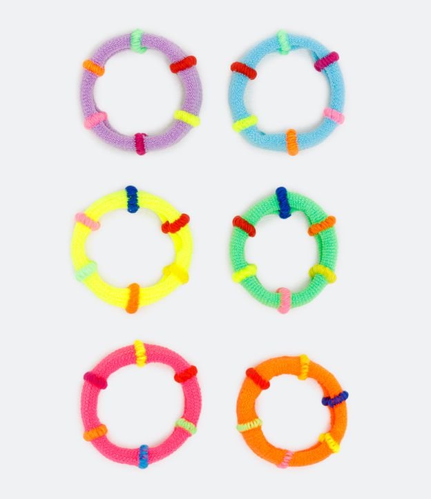 Kit 6 Gomitas para el Pelo en Elástico con Rayas de Colores Multicolores 2
