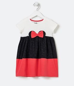Vestido Infantil Marias com Orelhas da Minnie com Laço - Tam 1 a 6 anos