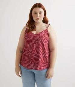 Blusa Regata em Viscose com Estampa de Folhagem Curve & Plus Size