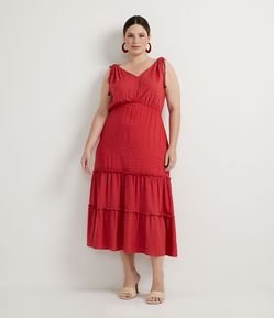 Vestido Midi em Viscose com Amarração nos Ombros Curve & Plus Size