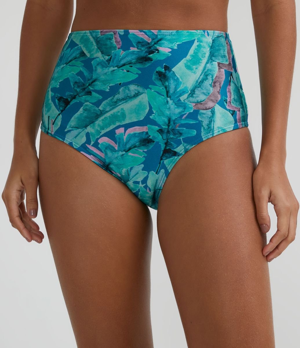 Biquíni Calcinha Hot Pants em Poliamida com Estampa de Folhagens Menor preço em Biquíni Calcinha Hot Pants em Poliamida com Estampa de Folhagens
