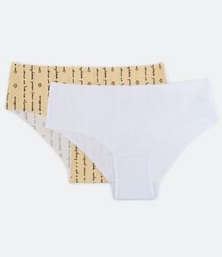 Kit 2 Calcinhas Boyshort em Microfibra com Estampa Frases