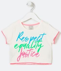 Blusa Infantil Acanalada com Estampado Respect Equality Justice - Talle 5 a 14 años