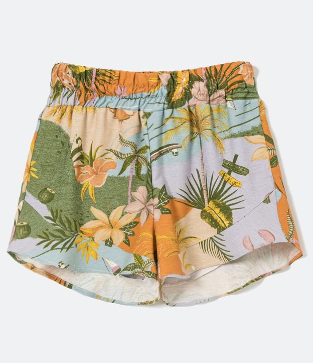 Short Evasê em Viscolinho Estampa Paraíso