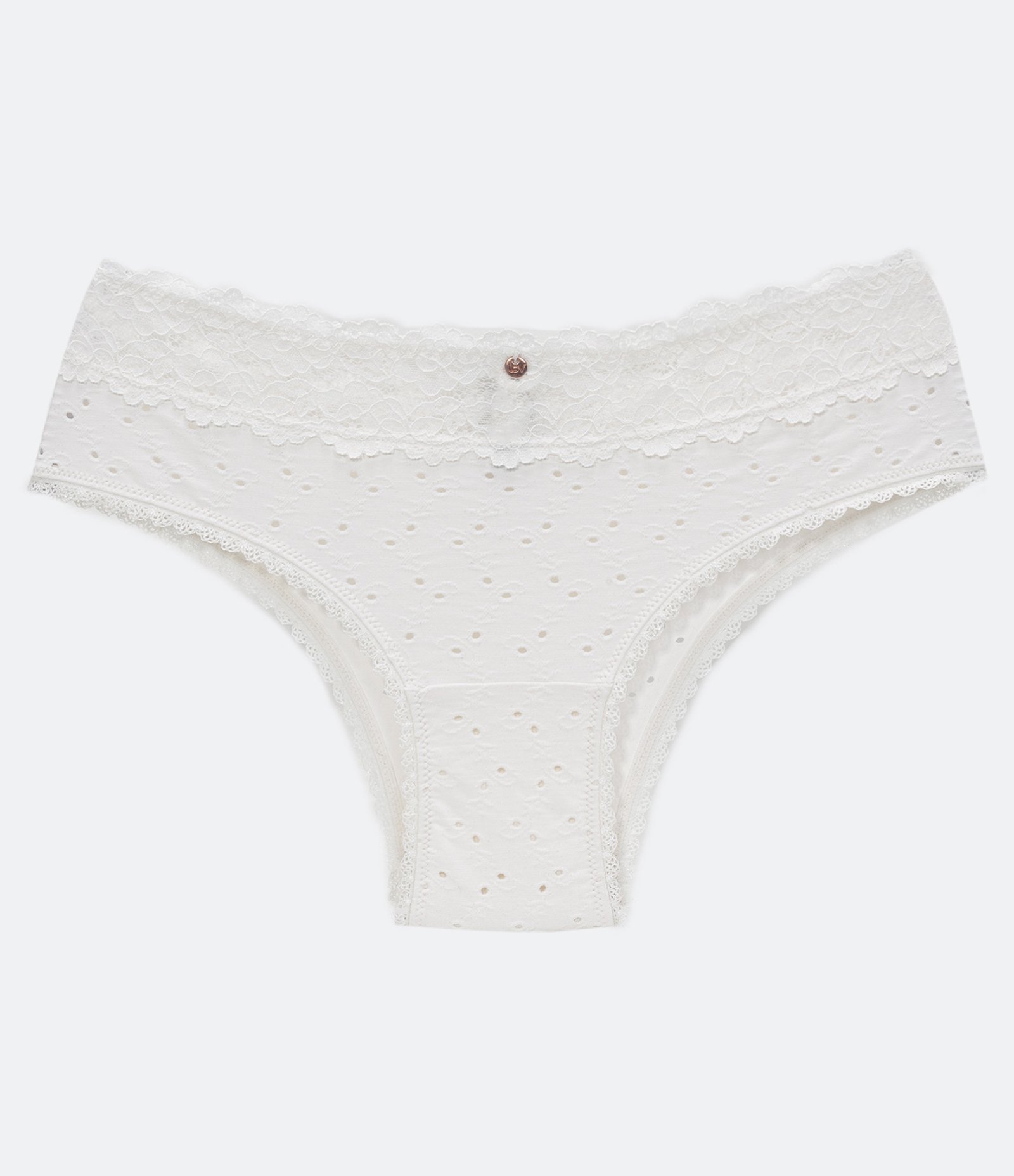 Calcinha Boyshort em Microfibra Bordada com Renda Floral Branco 4