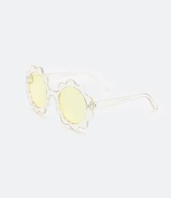 Óculos de Sol Infantil Redondo Flor com Lente Amarela