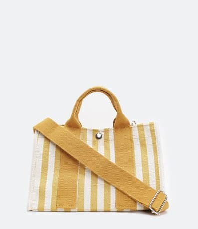 Bolsa Tote em Canvas com Listras Menor preço em Bolsa Tote em Canvas com Listras