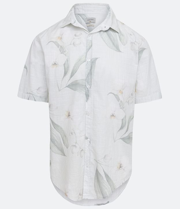 Camisa Comfort em Algodão com Estampa de Orquídeas Branco 5