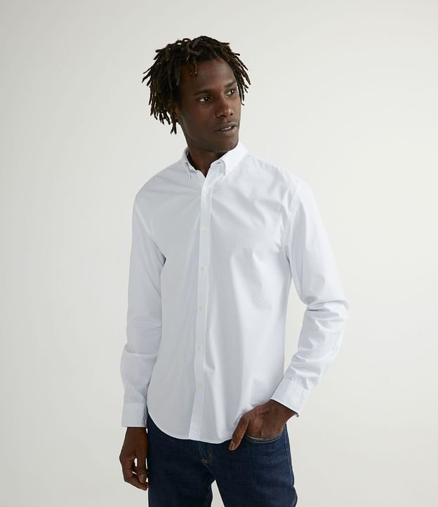 Camisa Manga Larga con Estampado Discreta Blanco 1