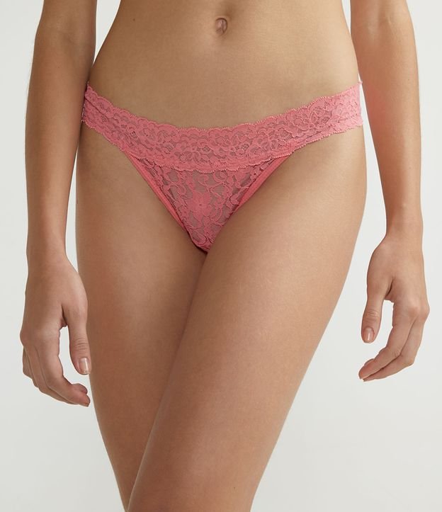 Bombacha Colaless en Encaje Floral Rosado 1