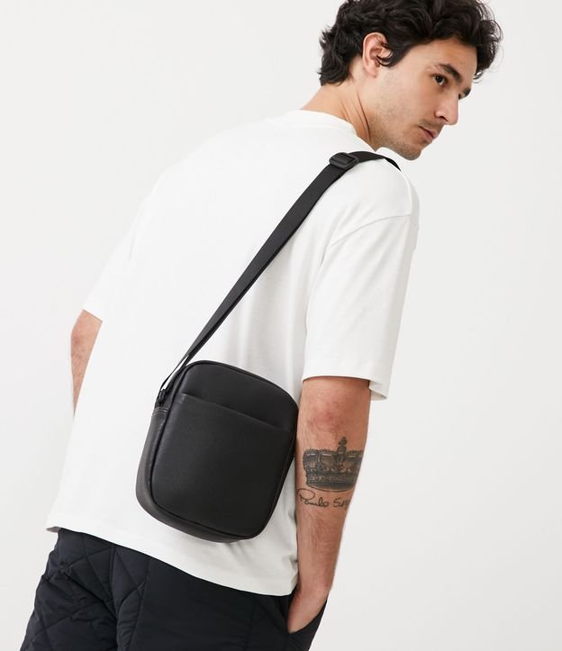Bolso con Correa Cruzada y Bolsillos con Cremallera Negro 5