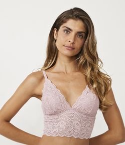 Sutiã Alongado em Renda Rústica com Bojo Removível