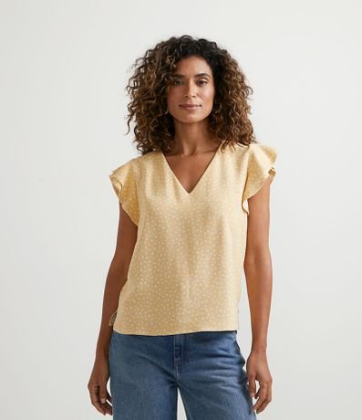 Blusa Manga Curta em Viscose com Babados e Estampa Poá é ruim? Blusa Manga Curta em Viscose com Babados e Estampa Poá é boa?