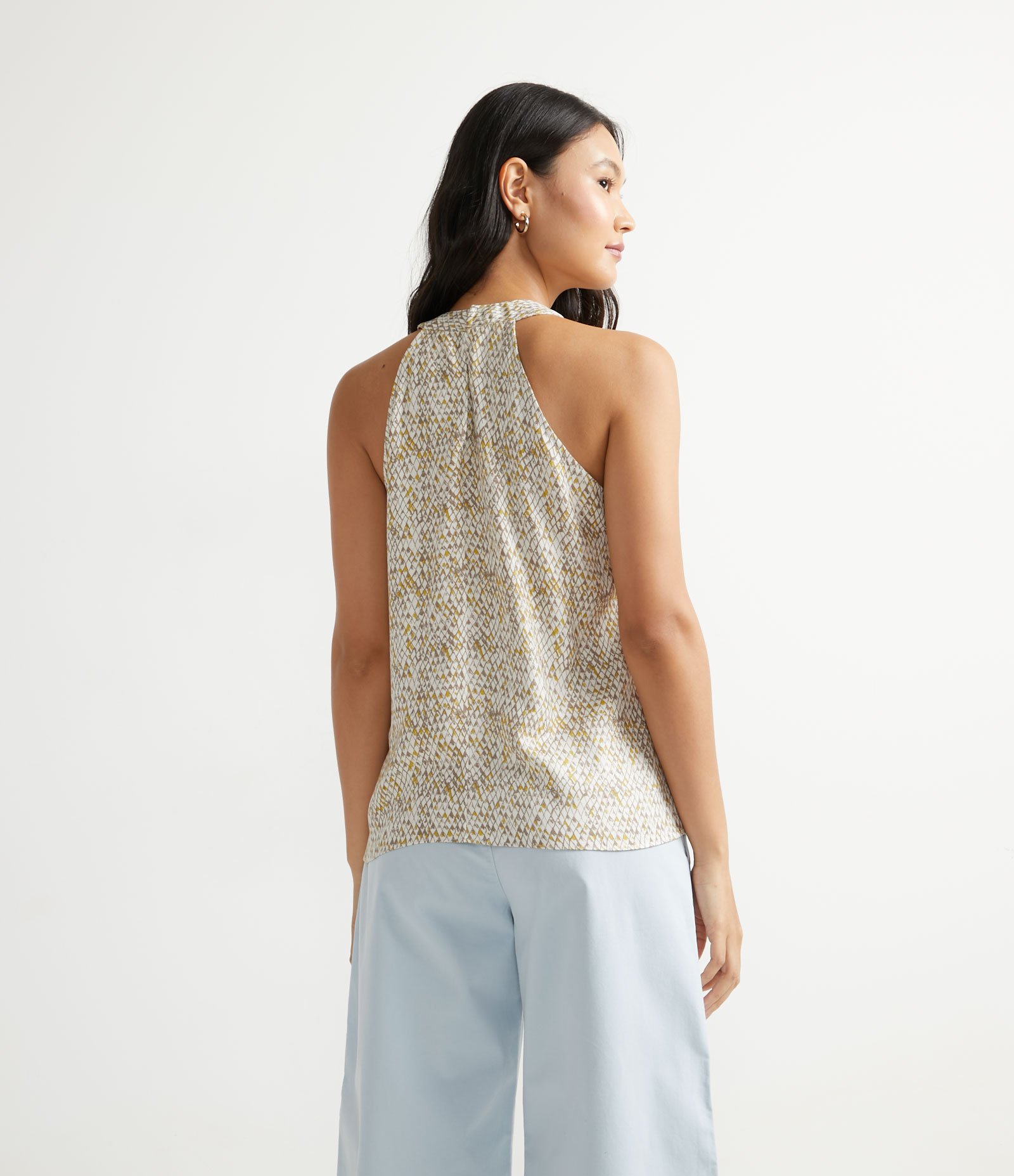 Blusa Regata em Viscose com Animal Print Cobra e Vivo Contrastante Marrom 2