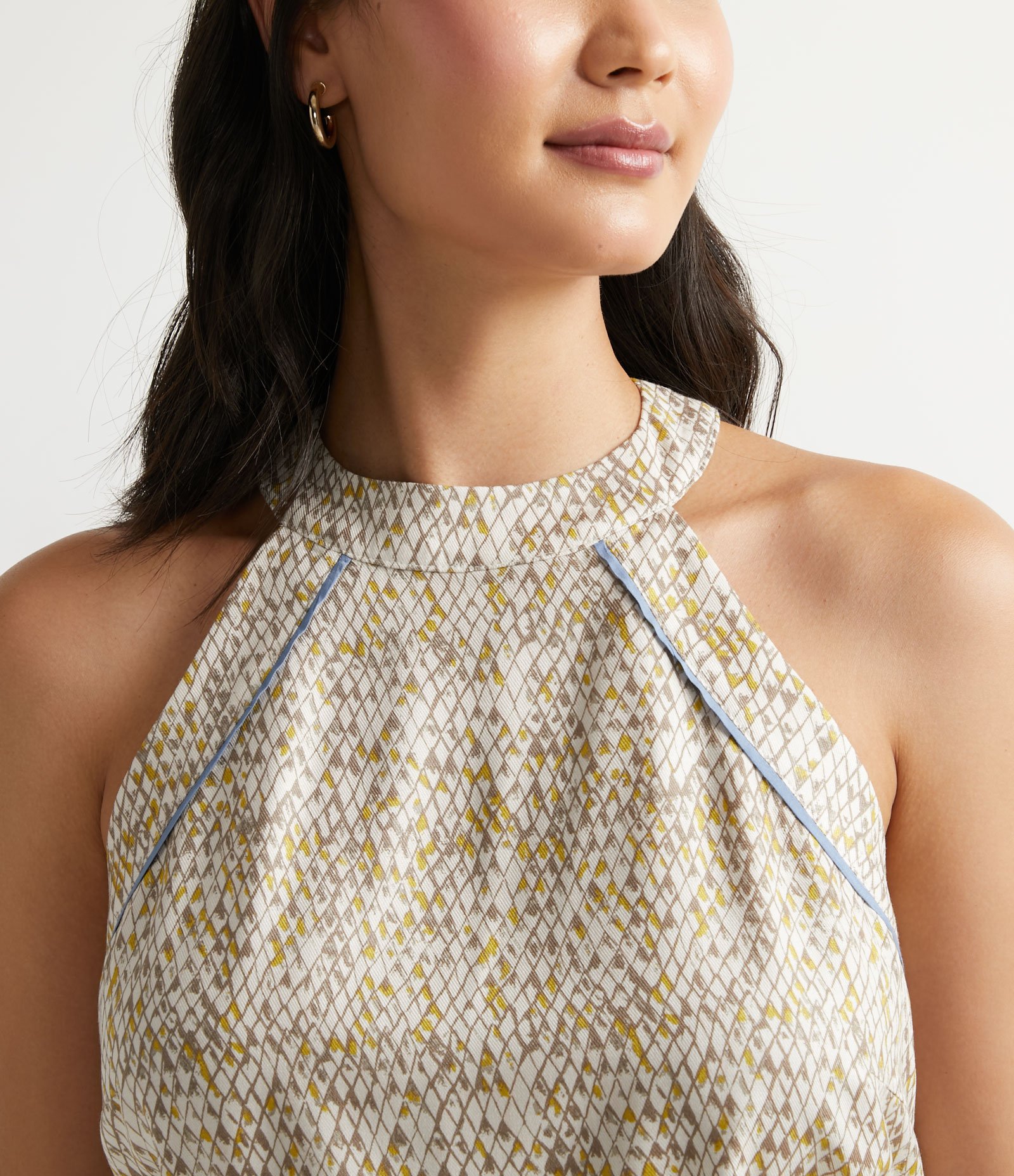 Blusa Regata em Viscose com Animal Print Cobra e Vivo Contrastante Marrom 3