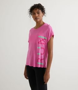 Camiseta Esportiva em Viscose com Manga Curta e Estampa Run