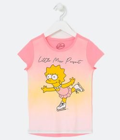 Blusa Infantil Dip Dye com Estampa de Lisa Simpson - Tam 1 a 14 anos