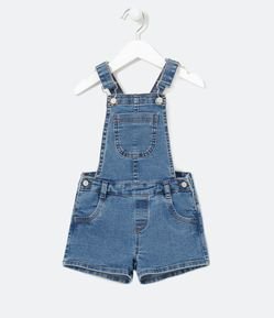 Jardineira Infantil em Jeans com Bolsos - Tam 1 a 5 anos