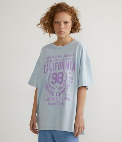 Blusa Alongada em Algodão com Estampa Califórnia Menor preço em Blusa Alongada em Algodão com Estampa Califórnia