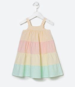 Vestido Infantil Marias com Estampa Xadrez Vichy - Tam 1 a 5 anos