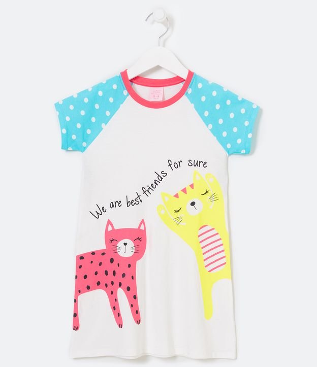 Camisola Infantil Estampa de Gatos Coloridos - Tam 5 a 14 anos