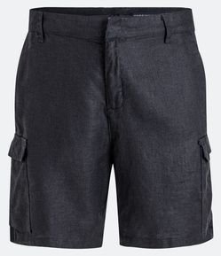 Bermuda Reta em Linho com Bolsos Cargo