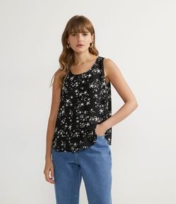 Blusa Regata em Chiffon com Estampa de Estrelinhas