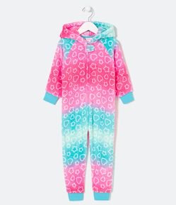 Pijama Jumper Infantil em Fleece com Estampa Lhama Degradê - Tam 2 a 10 anos