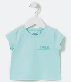 Blusa Cropped Infantil com Estampa de Smile - Tam 1 a 5 anos