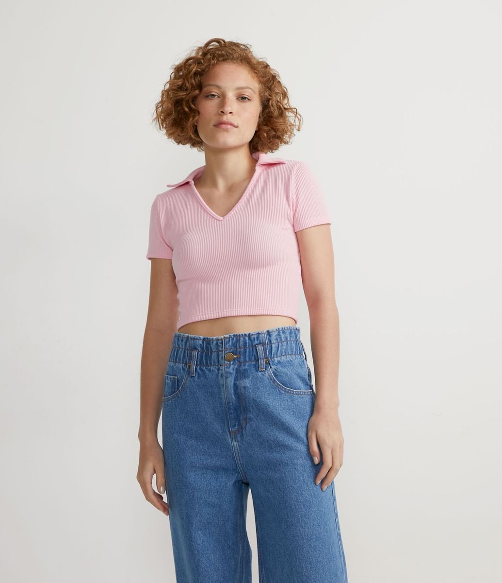 blusa cropped polo