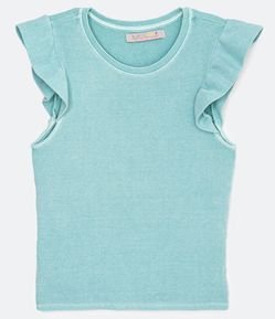 Blusa Regata em Ribana com Babados nos Ombros