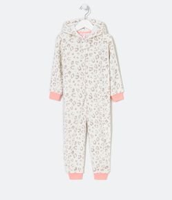 Pijama Jumper em Fleece com Estampa de Animal Print Onça - Tam 1 a 10 anos