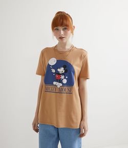 Blusa Alargada en Algodón con Estampado de Mickey Mouse